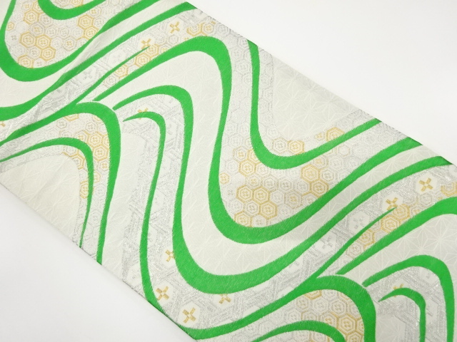JAPANESE KIMONO / ANTIQUE FUKURO OBI / WOVEN STREAM & KIKKO